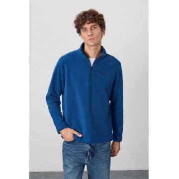 Hanorac  pentru barbati - regular - jumatate de fermoar - plusat - Moroccan Blue - 100% poliester