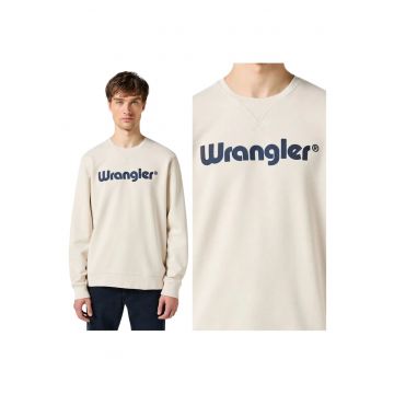 Hanorac sport pentru barbati -  Marimea S - Bej - Model LOGO CREW SWEAT - Croiala regular fit - Fara inchidere - Maneca lunga - Material de inalta calitate din bumbac pur 100% natural