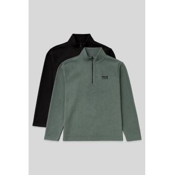 Hanorace barbati  regular fit - fermoar - verde salvie - poliester