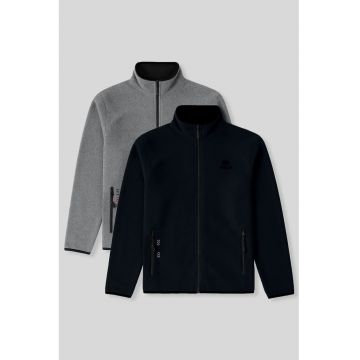 Hanorace barbati -  regular fit - negru - poliester - cu fermoar
