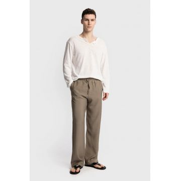 Pantaloni barbati -  Poliester - Kaki - Maro taupe deschis