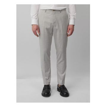 Pantaloni costum barbati - cu talie medie si croiala Slim fit - Gri deschis -