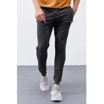 Pantaloni de trening - Barbati - Pantaloni de trening TOMMY pentru barbati - fleece - slim-fit - Gri carbune -