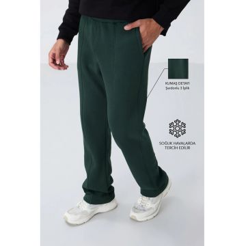 Pantaloni de trening - Barbati - Pantaloni de trening TOMMY pentru barbati - Regular Fit - din bumbac-poliester - Verde Padure -