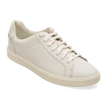 Pantofi sport CLARKS albi, ROMSLAC, din piele naturala