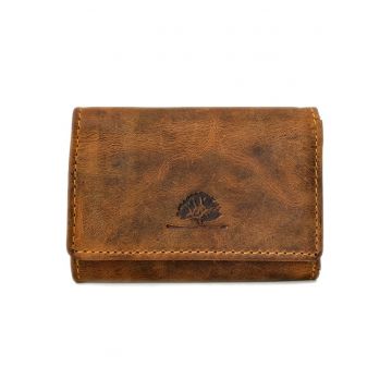 Portofel barbati piele naturala maro antichizat 10.5 x 7.0 x 2.5 cm - Vintage -