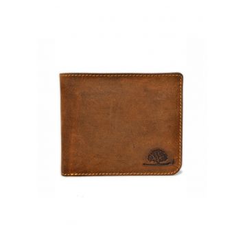 Portofel barbati piele naturala maro antichizat 11.5 x 9.5 x 2.0 cm - Vintage -
