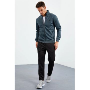 Set Activ  pentru Barbati - Tricot Scuba - Fermoar - 95% poliester - Gri carbune