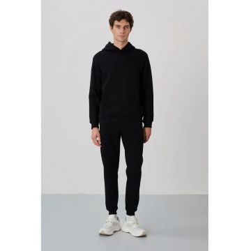 Set Hanorac si Pantaloni Barbati -  Negru - Bumbac/Poliester