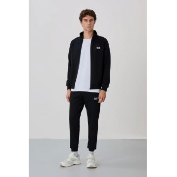 Set Hanorac si Pantaloni din Fleece -  Barbati - Negru - Bumbac