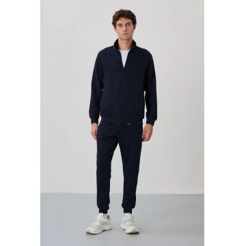 Set Hanorac si Pantaloni Fleece -  Barbati - Albastru Marin - Bumbac