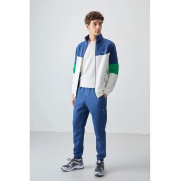 Set Trening  Barbati - Bluza cu Fermoar si Pantaloni - Multicolor - 70% bumbac/30% poliester