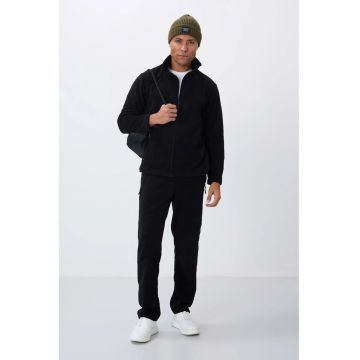 Set Trening Barbati -  Bluza cu Fermoar si Pantaloni - Negru - 100% poliester