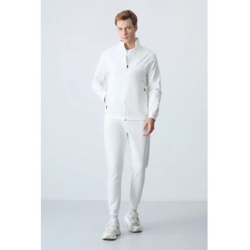 Set Trening Barbati -  Fleece - Alb - 77% poliester/23% bumbac