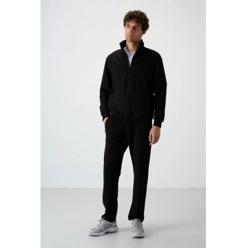 Set Trening Barbati -  Fleece - Negru - Bumbac/Poliester/Elastan