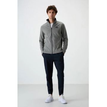 Set Trening  Barbati - Gri - Bumbac cu Fermoar - Hanorac si Pantaloni