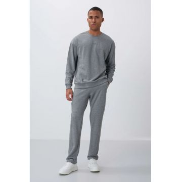 Set Trening Barbati  Gri - Bumbac/Poliester - Elastic - Fara inchidere