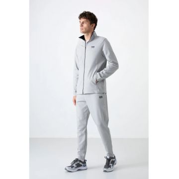 Set Trening Barbati -  Hanorac cu fermoar si Pantaloni - Gri deschis - Poliester