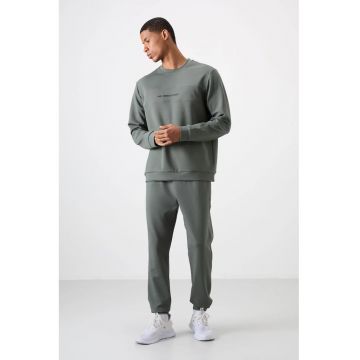 Set Trening  Fleece cu Imprimeu - Verde Salvie - Barbati