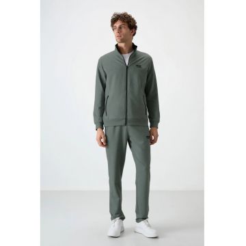 Set Trening  Hanorac si Pantaloni din Fleece - Verde Salvie - Bumbac - pentru Barbati