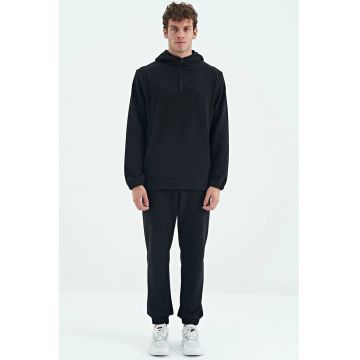 Set Trening Lifestyle Barbati -  Hanorac cu Gluga si Pantaloni - Negru - Poliester