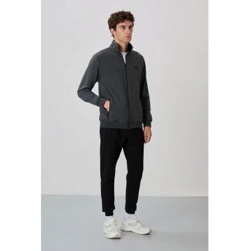 Set Trening Lifestyle Barbati -  Hanorac si Pantaloni din Fleece - Gri Antracit - Bumbac