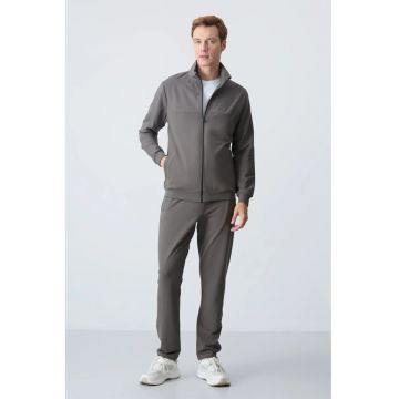 Set Trening Lifestyle Barbati -  Hanorac si Pantaloni - Gri Ardezie - Bumbac/Poliester