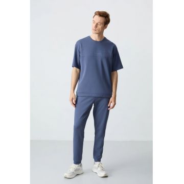 Set Trening Lifestyle Barbati -  Set Oversized Tricou si Pantaloni - Oxford Blue