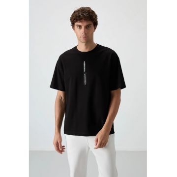 Tricou barbati -  supradimensionat - imprimeu pe spate negru - bumbac si poliester