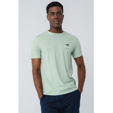 Tricou cu decolteu la baza gatului Austin - Alb/Bleumarin/Verde menta