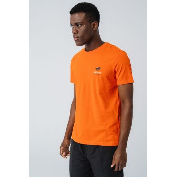 Tricou cu decolteu la baza gatului Austin - Alb/Negru/Portocaliu stins