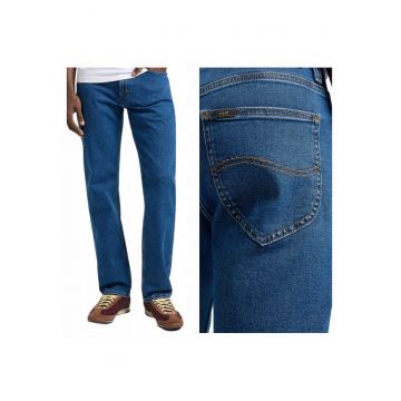 Blugi Barbati -  Marimea 33/32 - Albastru - West - Croiala Loose Fit - Talie Medie - Craci Drepti - Inchidere Fermoar