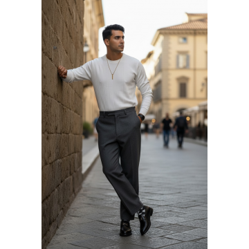 Bluza barbati alba slim fit S125