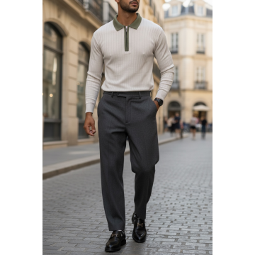 Bluza barbati bej slim fit S120