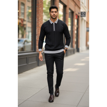 Bluza barbati neagra slim fit S114