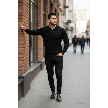 Bluza barbati neagra slim fit S128