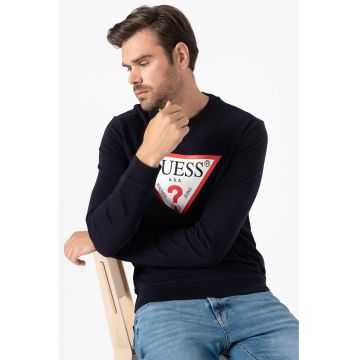 Bluza sport slim fit cu decolteu la baza gatului si imprimeu logo triunghiular - Rosu/Alb/Albastru inchis/Bleumarin