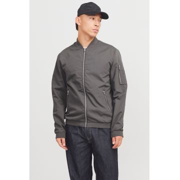 Jacheta bomber cu buzunare cu fermoar - Gri inchis