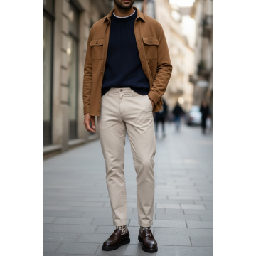 Pantaloni barbati eleganti bej S132