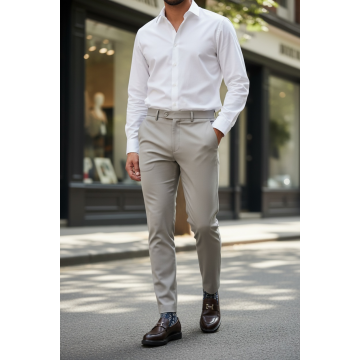 Pantaloni barbati eleganti bej S133