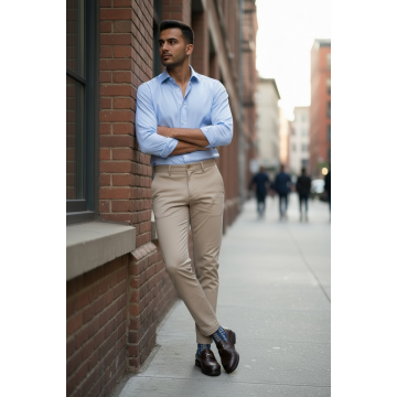 Pantaloni barbati eleganti bej S134