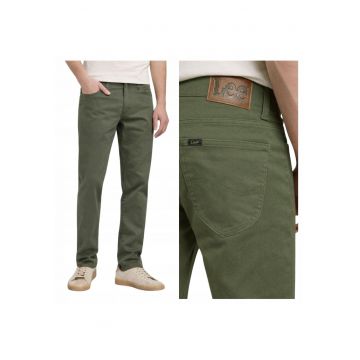 Pantaloni Barbati -  Marimea 30/30 - Verde - Slim Fit Mvp - Croiala Slim Fit - Model Conic Ajustat - Talie Medie - 5 Buzunare