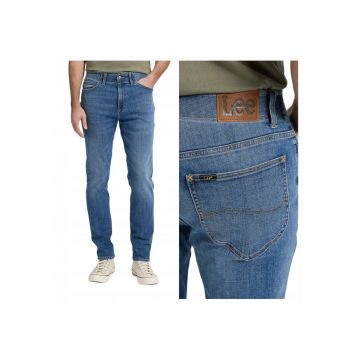Pantaloni Barbati -  Marimea 32/32 - Albastru - Slim Fit Mvp - Croiala Slim Fit - Model Conic Ajustat - Talie Medie - 5 Buzunare