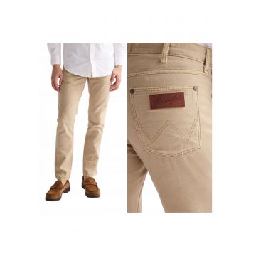 Pantaloni Barbati -  Marimea 33/34 - Bej - Larston - Croiala Slim Fit - Model Conic Ajustat - Talie Medie - Inchidere Fermoar