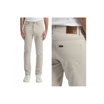 Pantaloni Barbati -  Marimea 36/32 - Bej - Slim Fit Mvp - Croiala Slim Fit - Model Conic Ajustat - Talie Medie - 5 Buzunare