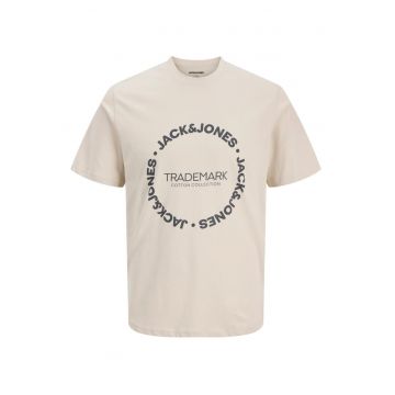 Plus Tricou barbati big sizes - din bumbac - Regular Fit - JJBENSON - Crem -