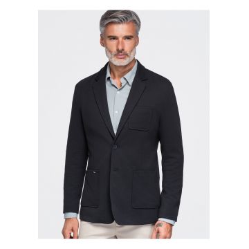 Sacou slim fit pentru barbati - cu trei buzunare si guler clasic M165 - Negru