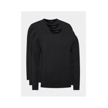 Set 3 bluze cu maneca lunga Barbati -  Negru - 95% bumbac - 5% elastan -