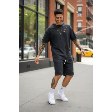 Trening barbati slim fit gri Pantaloni + tricou 8000