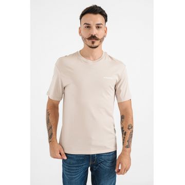 Tricou de bumbac cu logo - Bej deschis